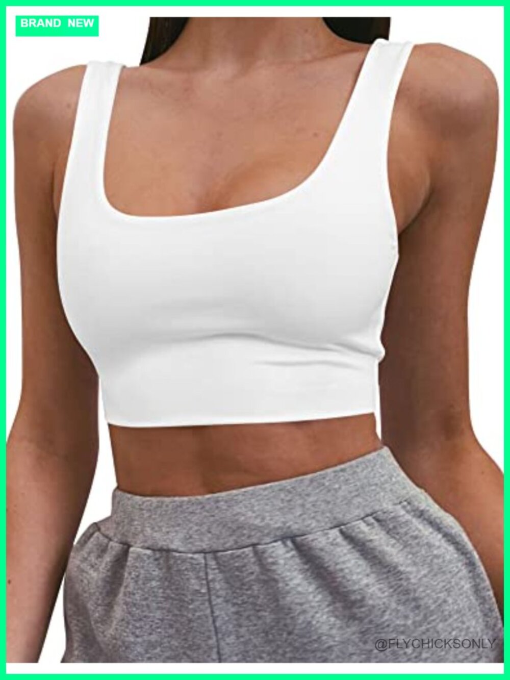 Basic Sleeveless Square Neck Double Layer Crop Tank Top Slim Fit